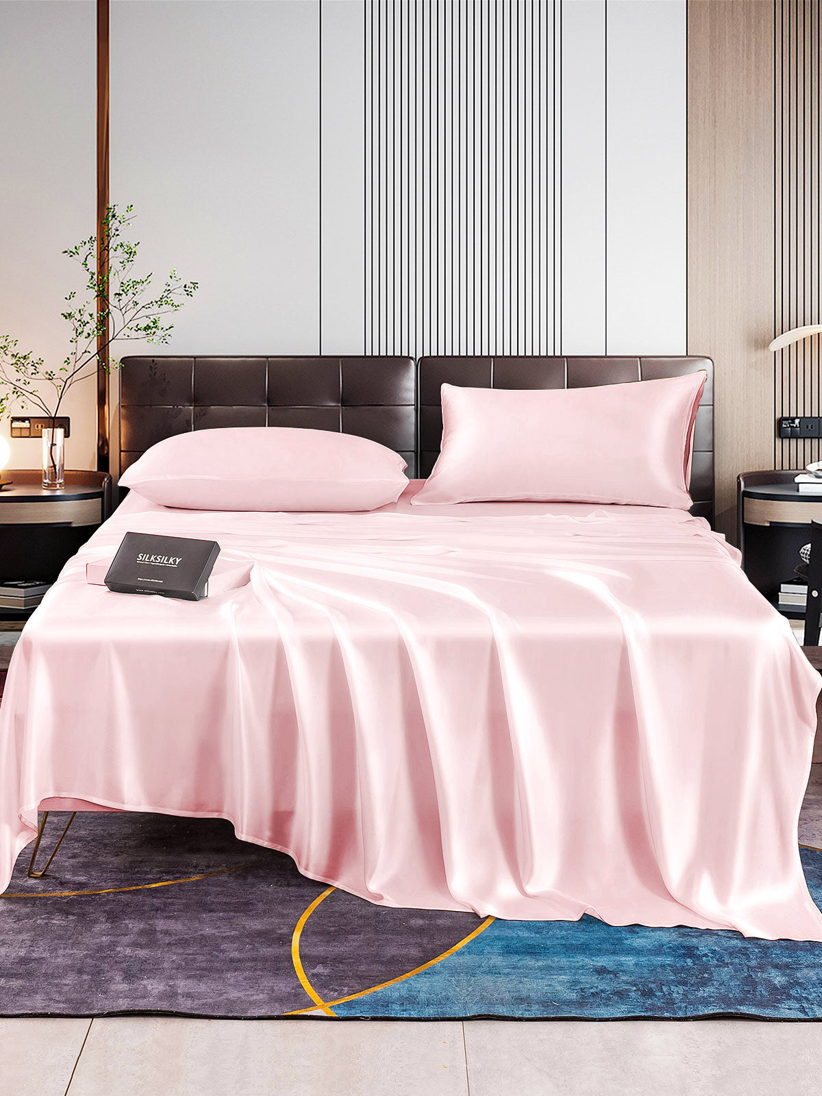 SilkSilky UK 22Momme Pure Silk Bedding Set Pink 001