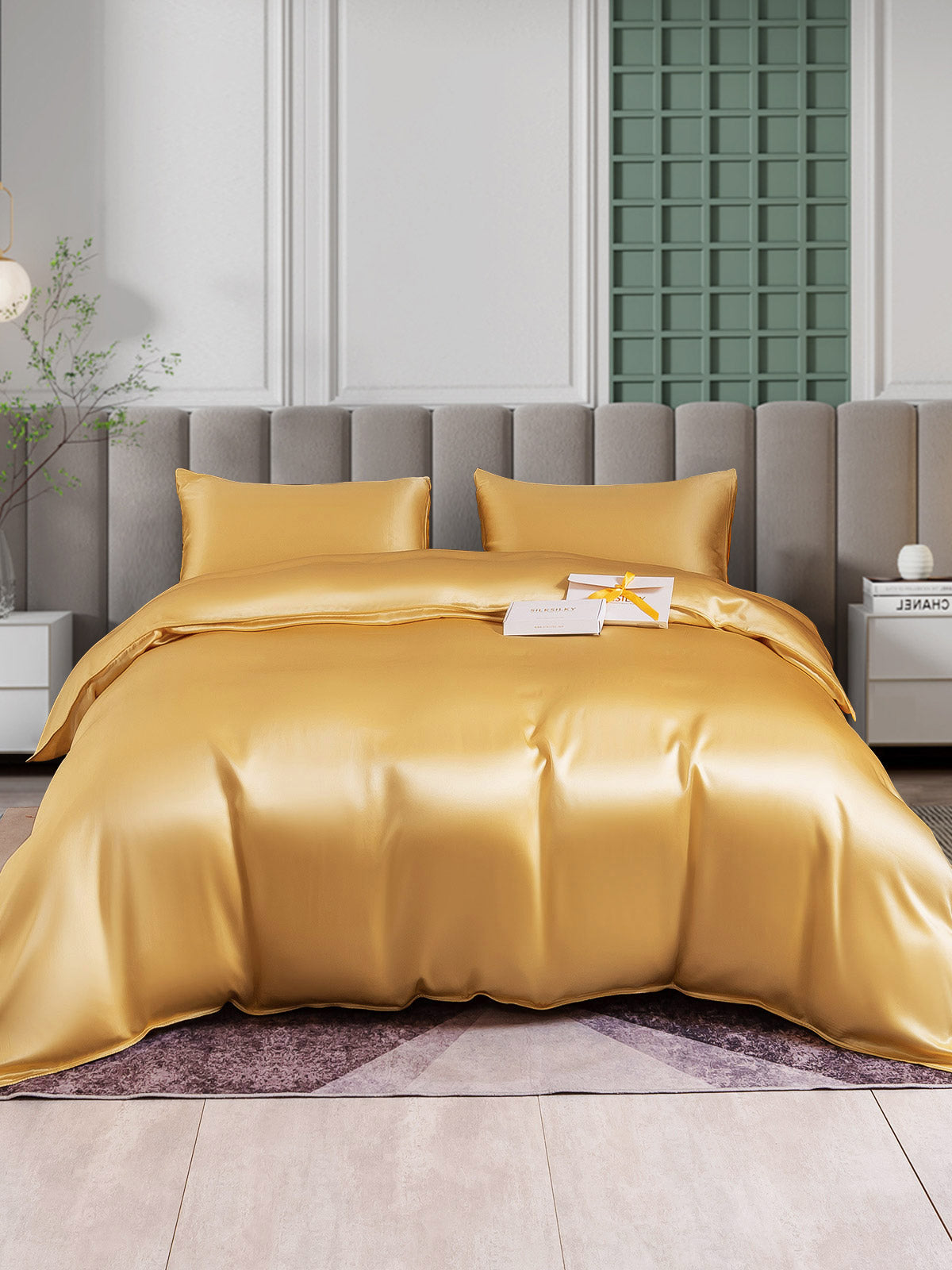 SilkSilky UK 25Momme Pure Silk Bedding Set Champagne 002