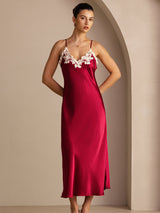 [Wine] SilkSilky-UK Spaghetti Strap V Neck Dress 007