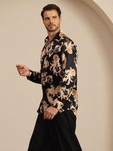 [Black Dragon] SilkSilky-UK Long Sleeve Lapel Collar Men's Shirt 005
