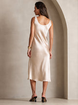 [Beige] SilkSilky-UK Sleeveless Dress 002