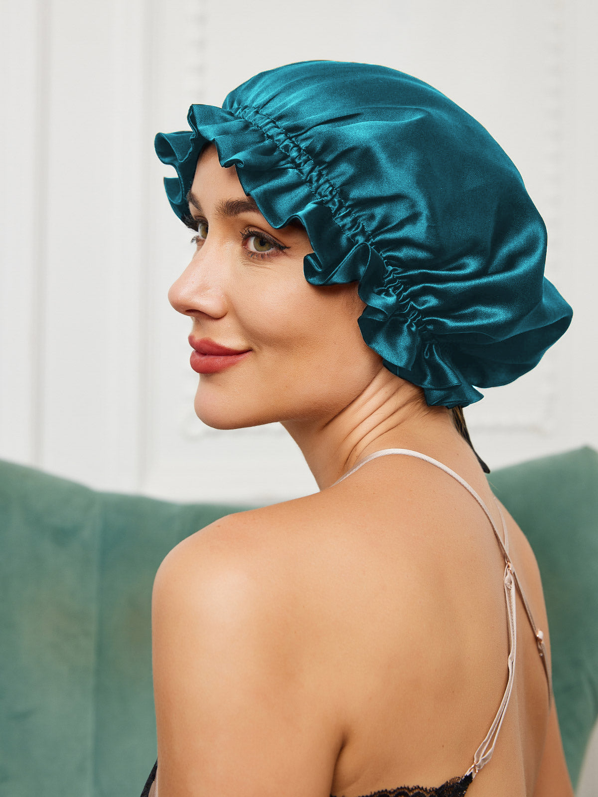 SilkSilky-UK-Pure-Silk-Sleep-Cap-Teal-002