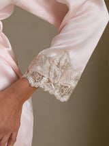 [Pink] SilkSilky-UK 3/4 Sleeve Women's Dressing Gown 005
