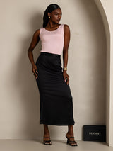 [Pink] SilkSilky-UK 100% Silk Jersey Sleeveless Round Neck Women's T-Shirt 001