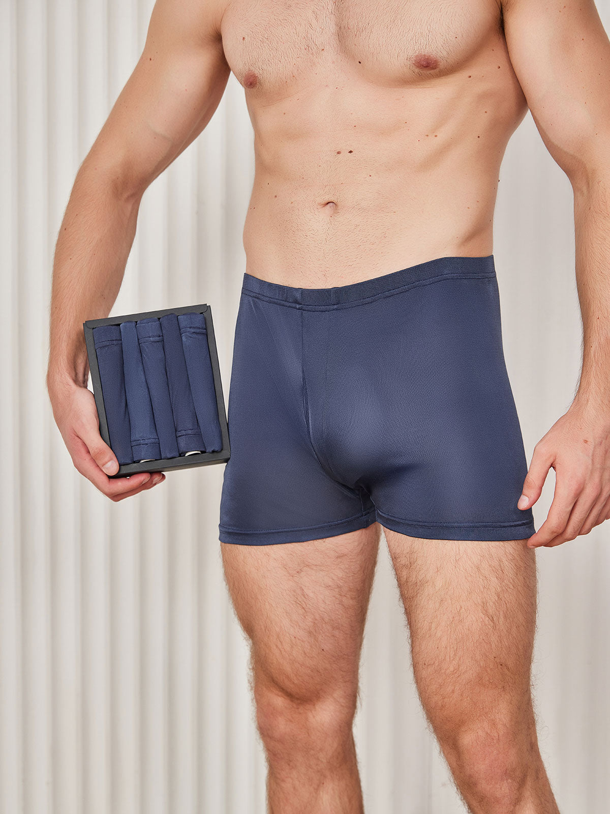 [Dark Blue] SilkSilky-UK Pure Silk Mens Underwear 001