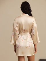 [Champagne] SilkSilky-UK 3/4 Sleeve Women's Dressing Gown 002