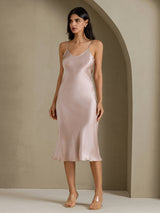 [Shadow Gray] SilkSilky-UK Spaghetti Strap V Neck Dress 001