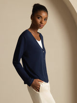 [Dark Blue] SilkSilky-UK Long Sleeve Women's Cardigan 005