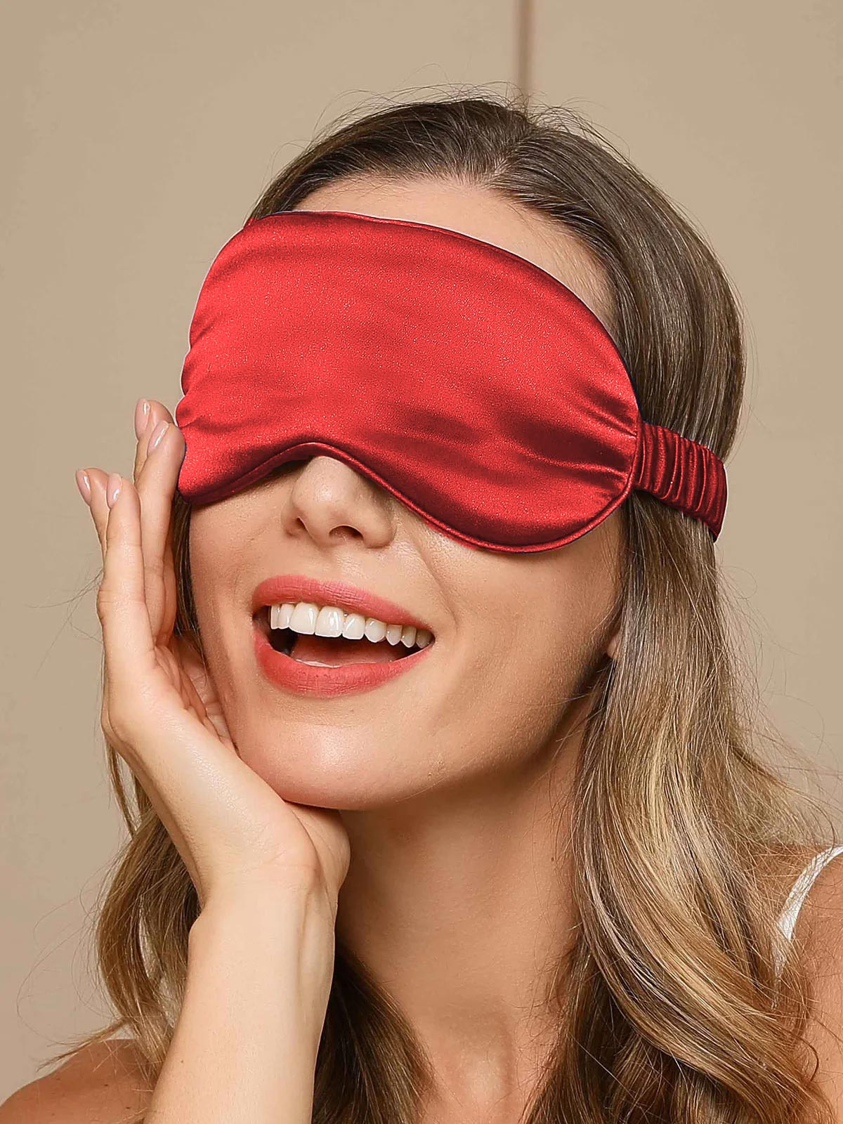 SilkSilky-UK 19Momme Pure Silk Eye Mask DarkRed 002