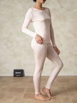 [Light Pink] SilkSilky-UK Long Sleeve Round Neck Women's Long Johns 002