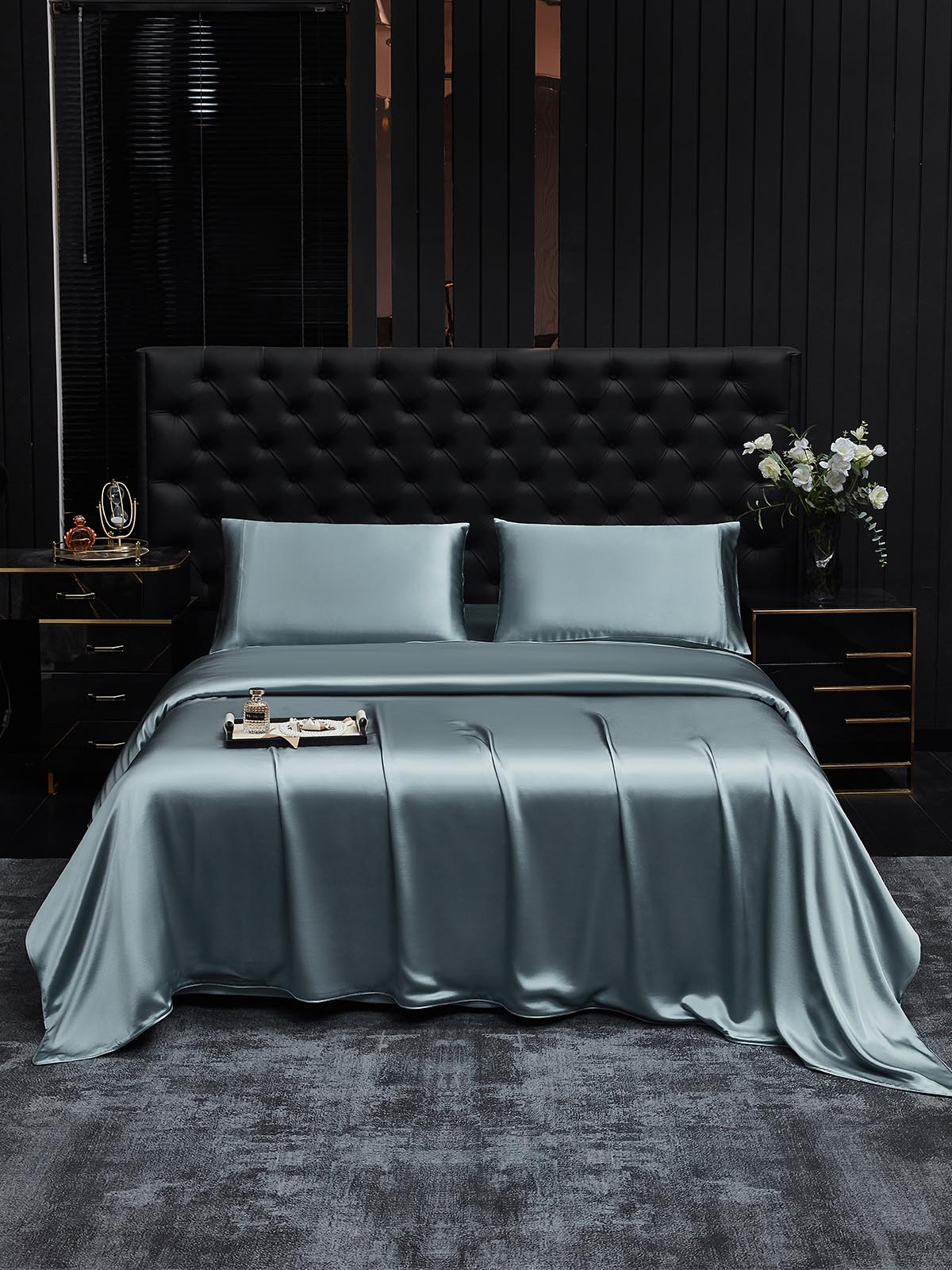 [Grayish Blue] SilkSilky-UK 19Momme Pure Silk Bedding Set 002