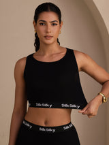 [Black] SilkSilky-UK Sleeveless Crew Neck Camisole 003