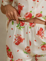 [White Pomegranate] SilkSilky-UK Short Sleeve Notch Collar Women's Pyjamas 005