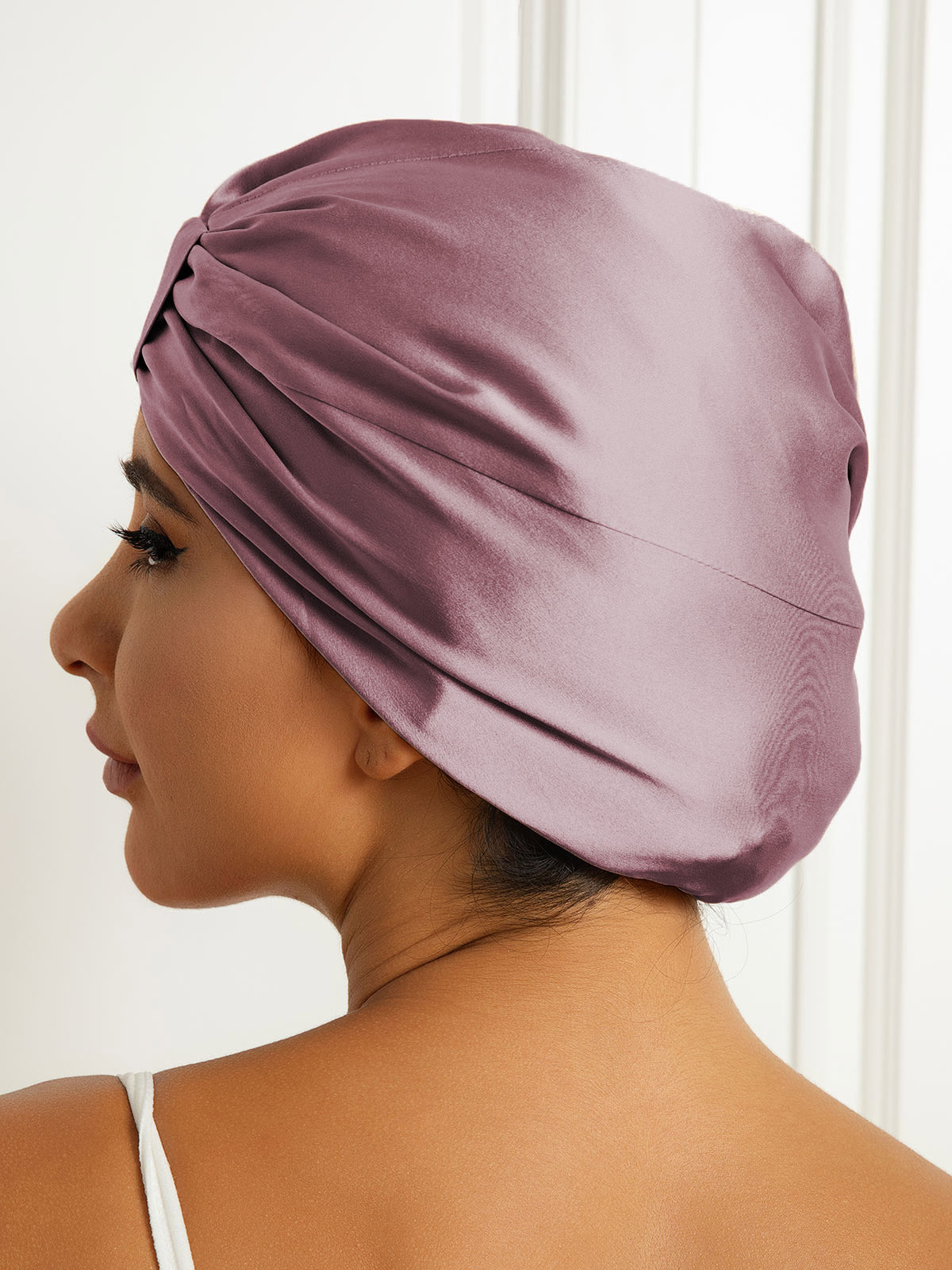 SilkSilky-UK Pure Silk Sleep Cap PaleMauve 004