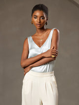 [Light Blue] SilkSilky-UK Sleeveless V Neck Camisole 004