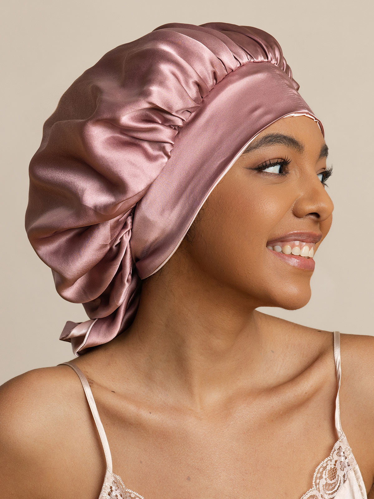 SilkSilky-UK Pure Silk Sleep Cap PaleMauve 004