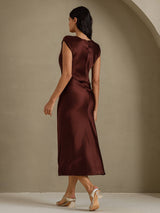 [Coffee] SilkSilky-UK Cap Sleeve Dress 002