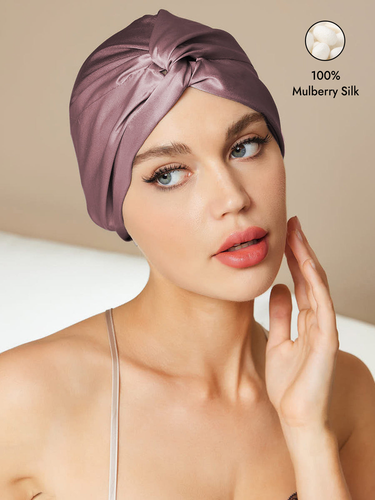 [Pale Mauve] SilkSilky-UK Sleep Cap 001