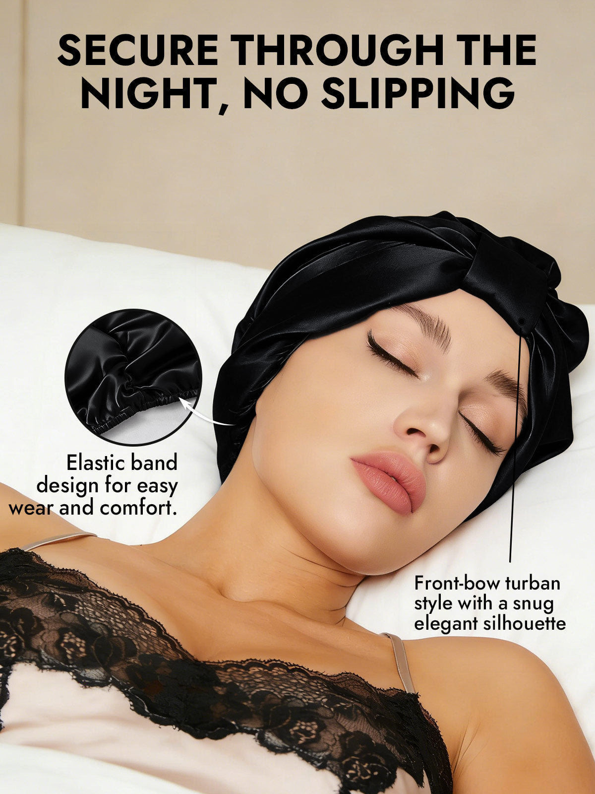 [Black] SilkSilky-UK Sleep Cap 004