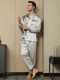 SilkSilky UK Pure Silk Long Sleeve Lapel Men's Pyjamas Gray 006