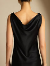 [Black] SilkSilky-UK Sleeveless Cowl Neck Dress 004