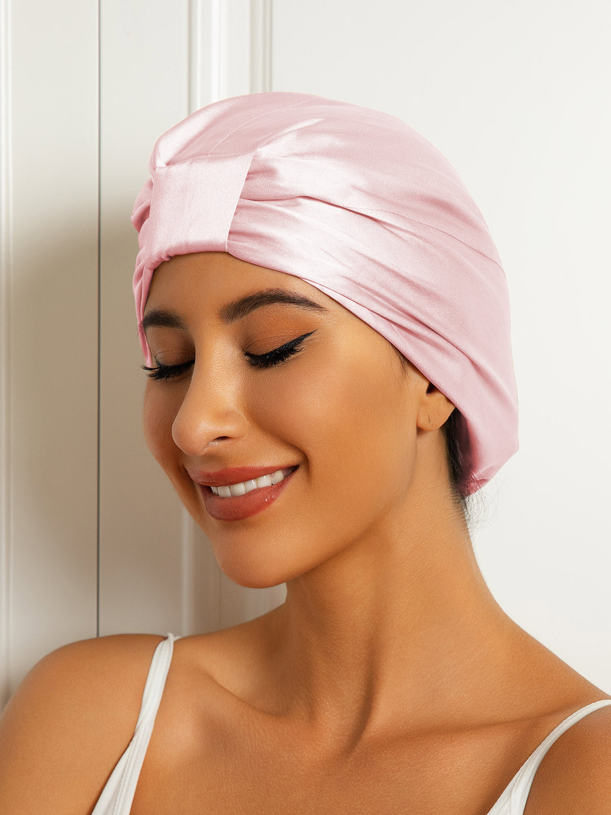 SilkSilky-UK Pure Silk Sleep Cap LightPink 002