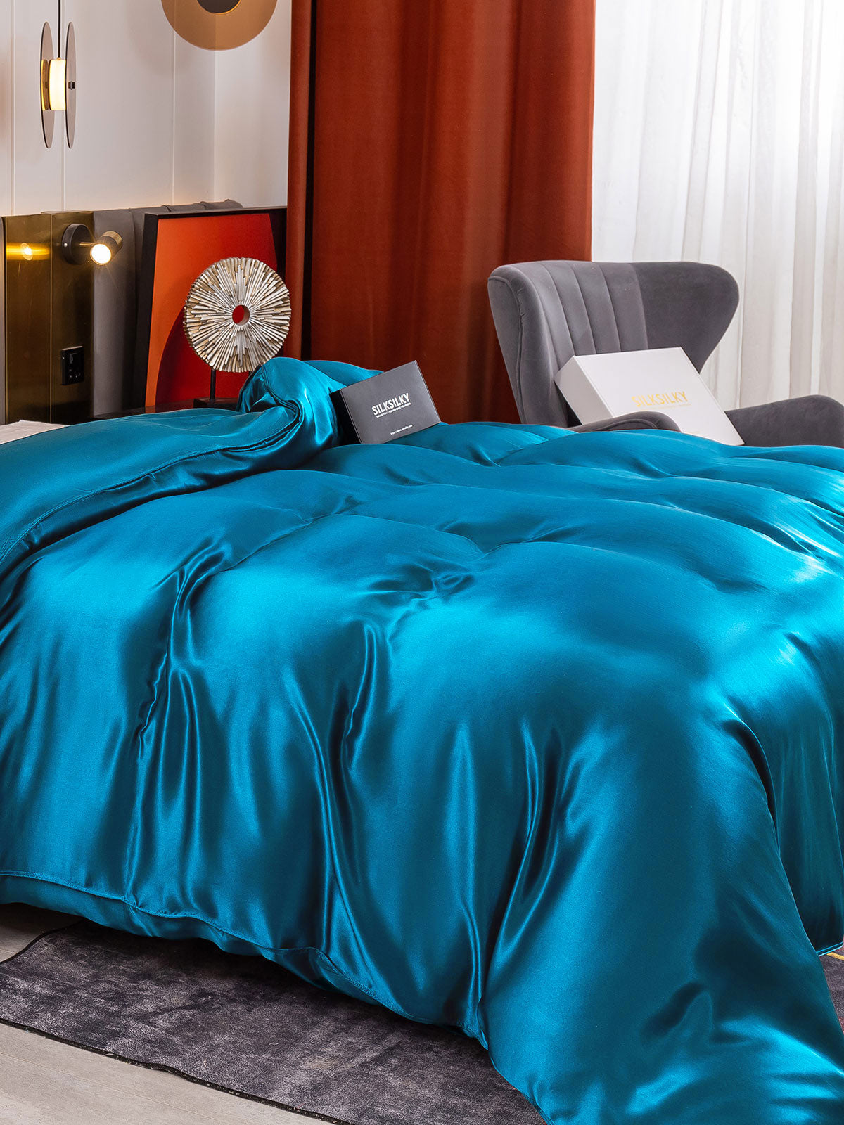 [Teal] SilkSilky-UK 19Momme Pure Silk Duvet Cover 003