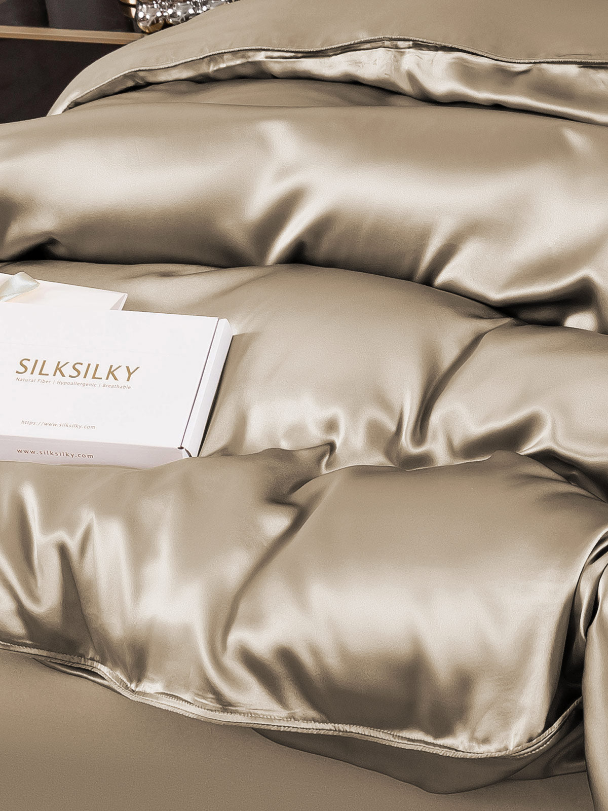 [Khaki] SilkSilky-UK 19Momme Pure Silk Duvet Cover 003