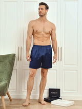 [Dark Blue] SilkSilky-UK Men's Sleep Shorts 005