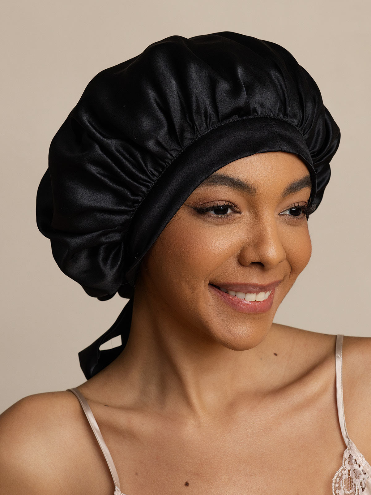 SilkSilky-UK Pure Silk Sleep Cap Black 005