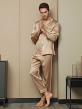 [Champagne] SilkSilky-UK Pure Silk Long Sleeve Lapel Men's Pyjamas 003