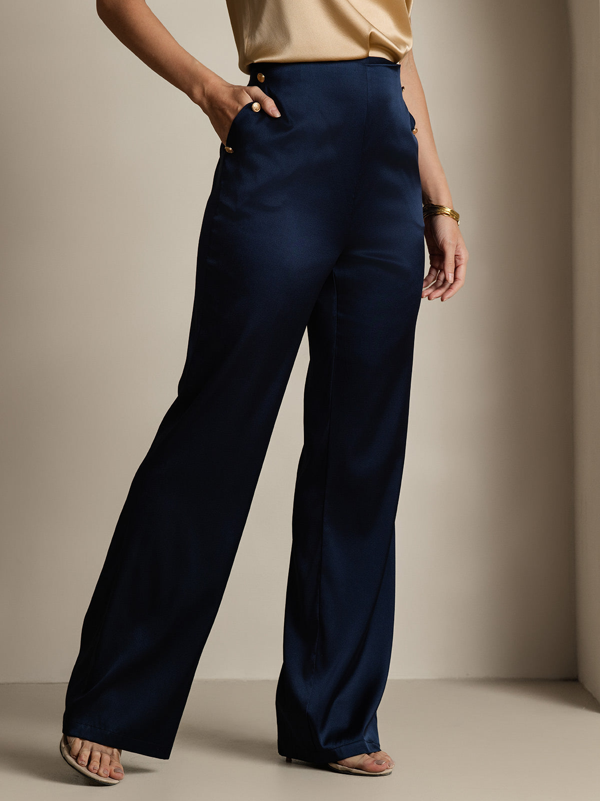 [Dark Blue] SilkSilky-UK 19Momme Silk Womens Pants 004