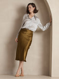 SilkSilky-UK 19Momme Pure Silk Skirt Brown 006