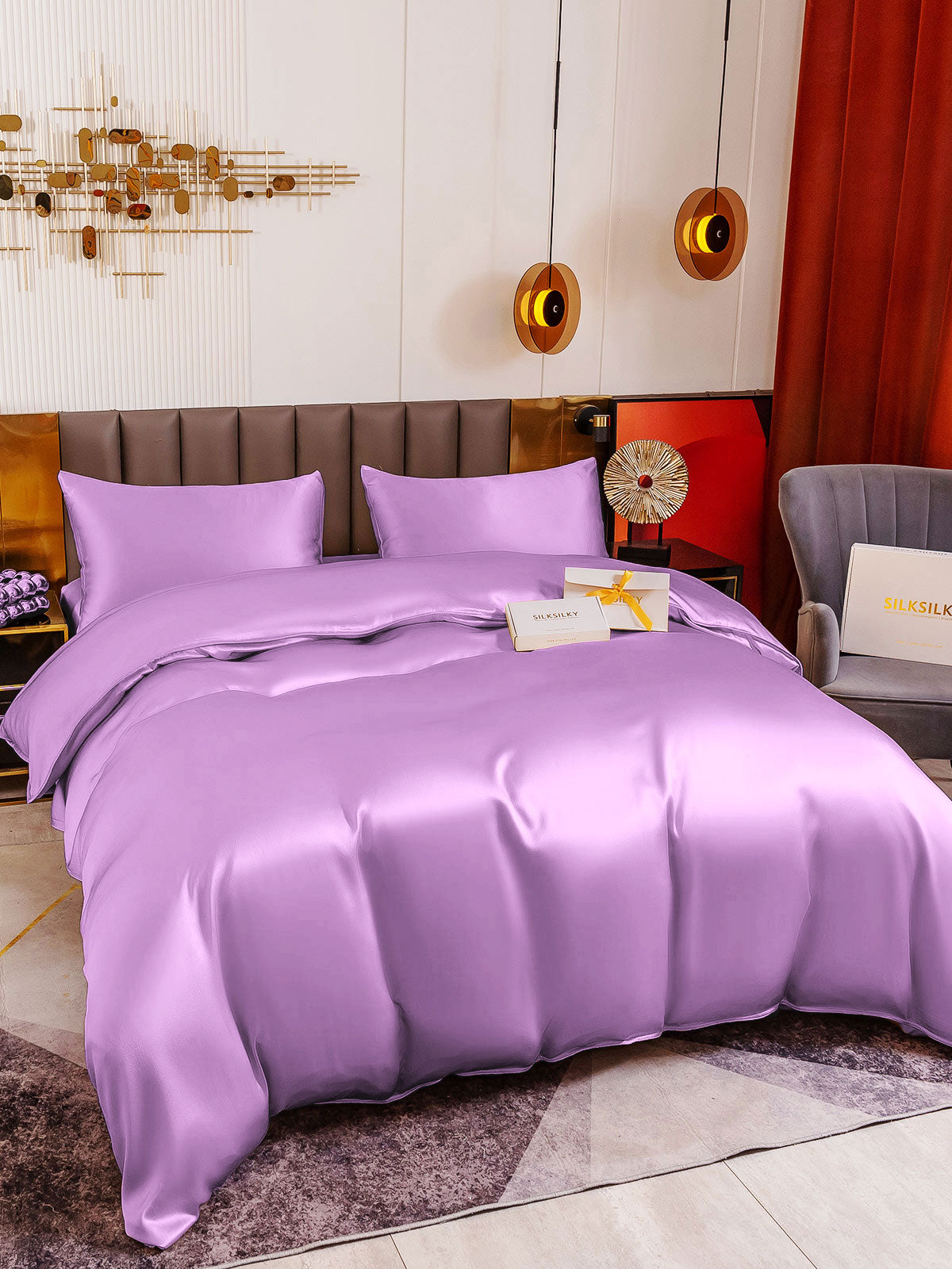 SilkSilky-UK 19Momme Pure Silk Duvet Cover Lavender 008