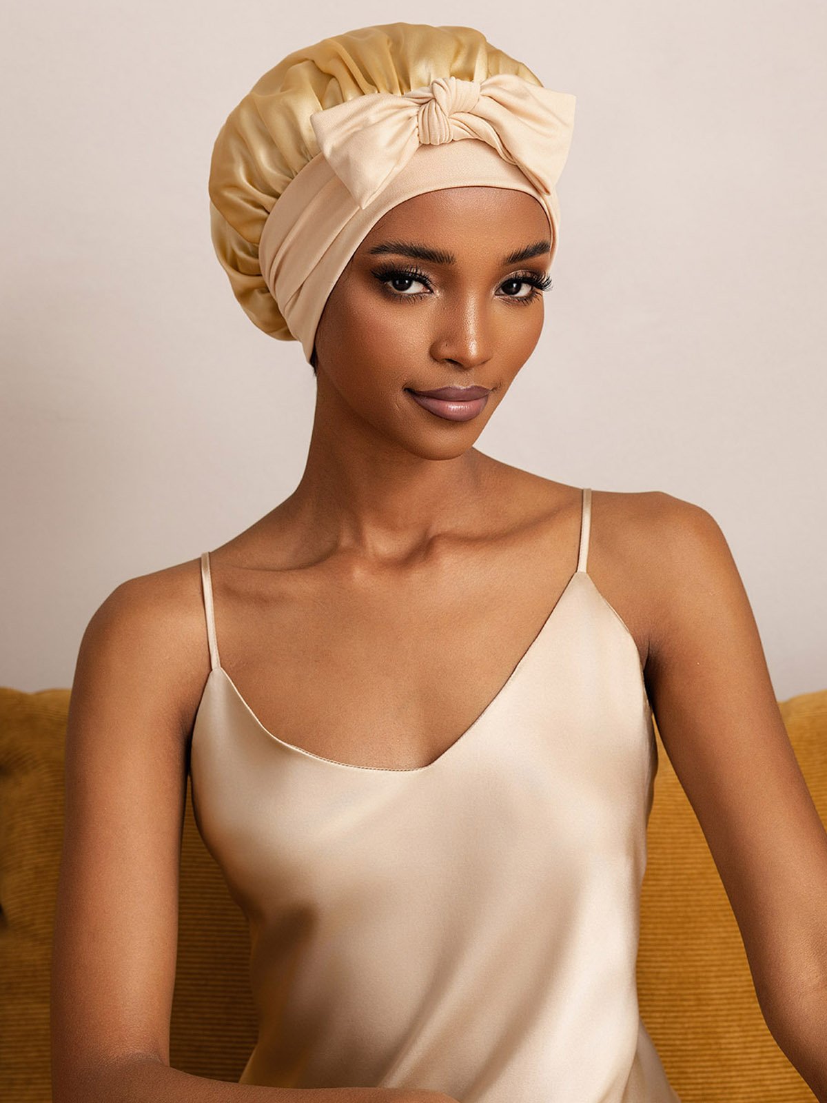 [Champagne] SilkSilky-UK Pure Silk Sleep Cap 003