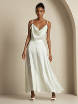[White] SilkSilky-UK Spaghetti Strap Cowl Neck Women's Outfit Sets 001