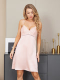 SilkSilky UK Pure Silk Sleeveless V Neck Nightdress LightPink 006