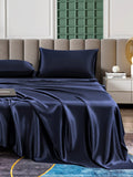 SilkSilky UK 25Momme Pure Silk Bedding Set DarkBlue 004