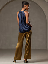[Dark Blue] SilkSilky-UK Sleeveless Halter Women's T-Shirt 002