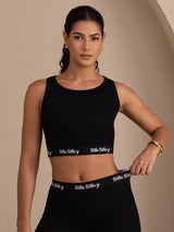 [Black] SilkSilky-UK Sleeveless Crew Neck Women's Outfit Sets 003