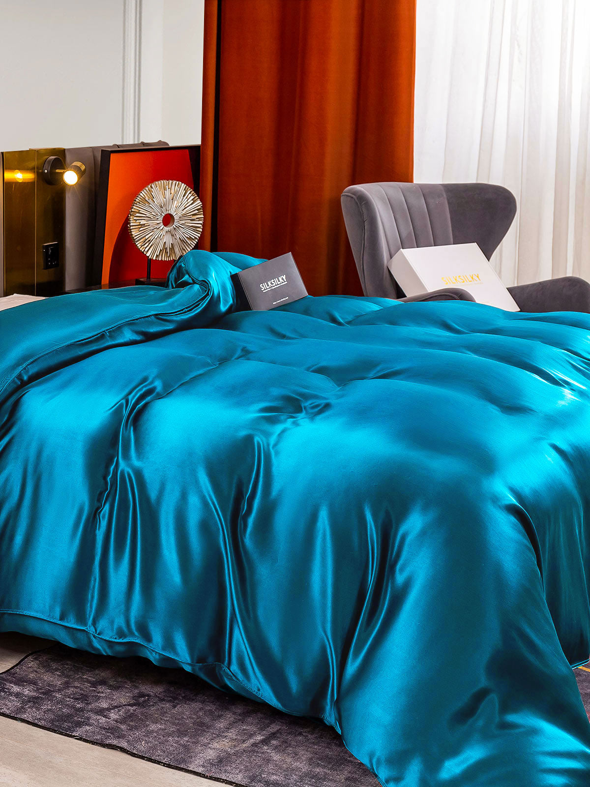 [Teal] SilkSilky-UK 25Momme Pure Silk Duvet Cover 001