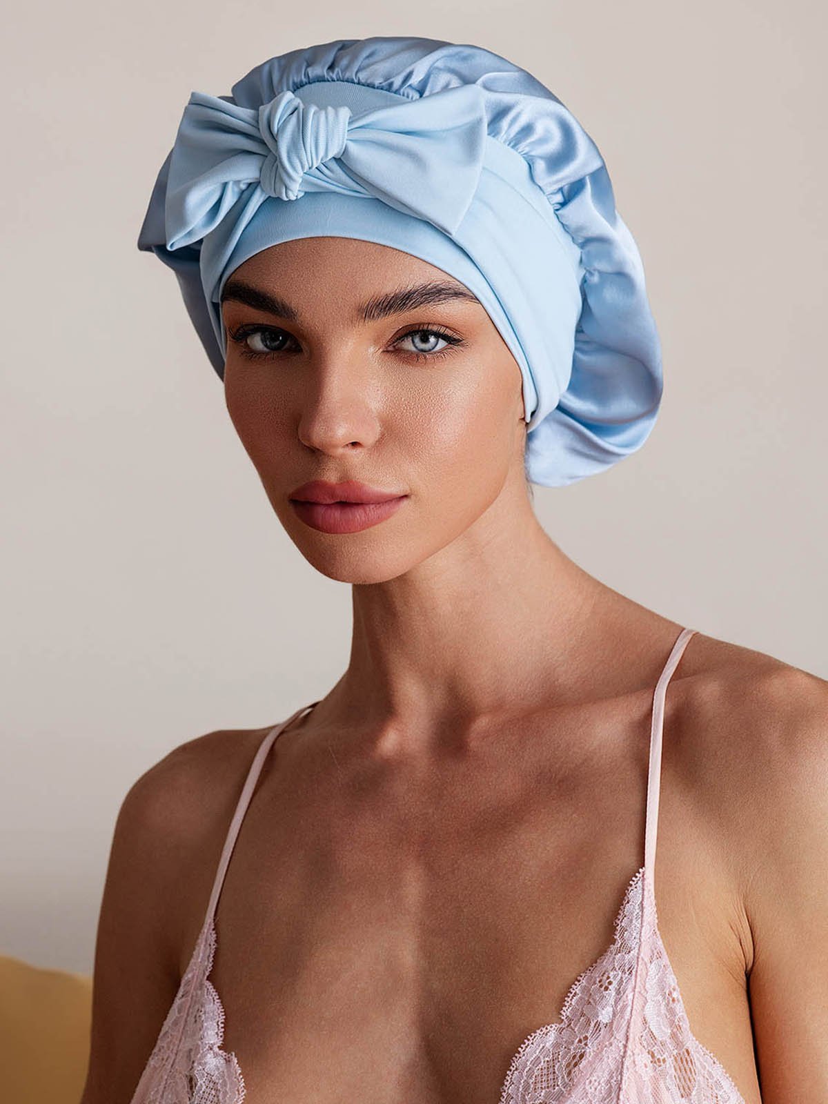 [Sky Blue] SilkSilky-UK Pure Silk Sleep Cap 006
