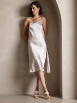 [Beige] SilkSilky-UK Spaghetti Strap Scoop Neck Dress 006