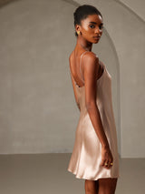 [Pale Mauve] SilkSilky-UK Spaghetti Strap Cowl Neck Dress 002