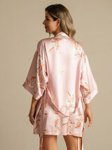 [Pink] SilkSilky-UK 3/4 Sleeve Women's Dressing Gown 002