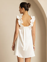 [White] SilkSilky-UK 19Momme Silk Sleeveless Square Neck Dress 002