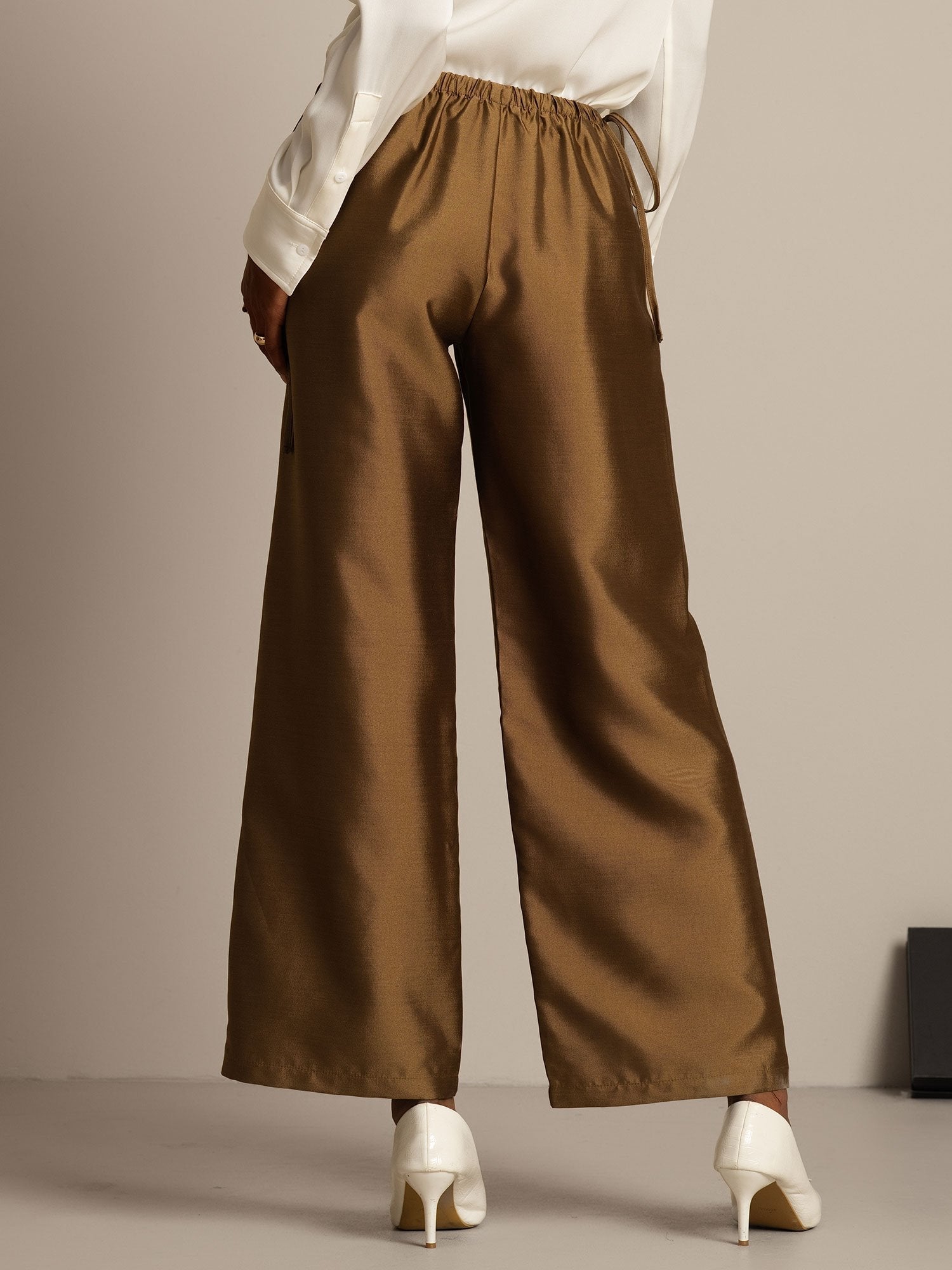 [Bronze] SilkSilky-UK 32Momme Silk-Wool Blend Womens Pants 002,
