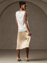 [White] SilkSilky-UK Sleeveless Round Neck Camisole 002
