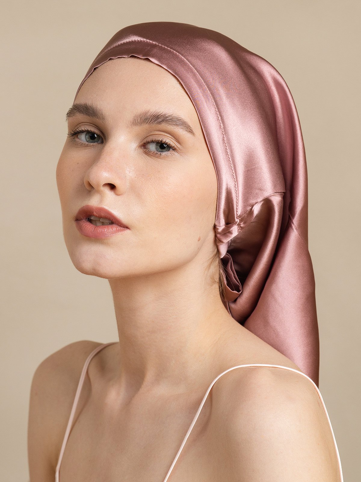 SilkSilky-UK 19Momme Silk Sleep Cap PaleMauve 004