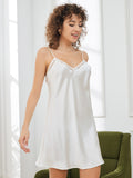 SilkSilky UK Pure Silk Sleeveless V Neck Nightdress White 004